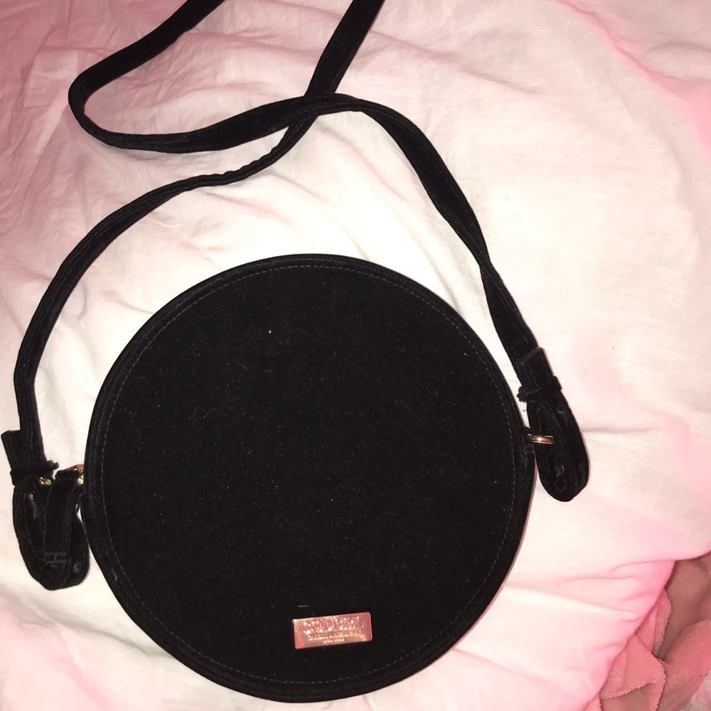 Carolina Herrera good girl collection round black velvet crossbody bag